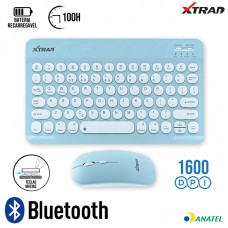 Kit Teclado + Mouse sem Fio Tom Pastel HK8880 Xtrad - Azul